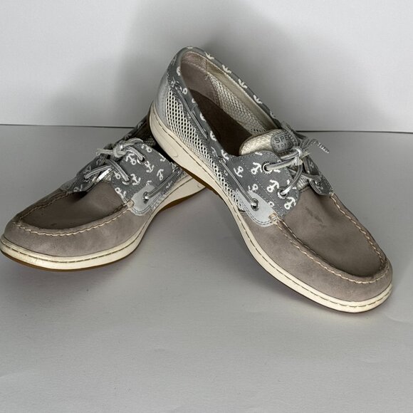 Sperry Shoes - Sperry Top Siders Women's 9.5 Grey Leather with Anchors